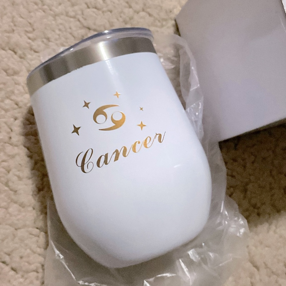 🤍New White Cancer Zodiac Wine Tumbler🤍 - Picture 2 of 5